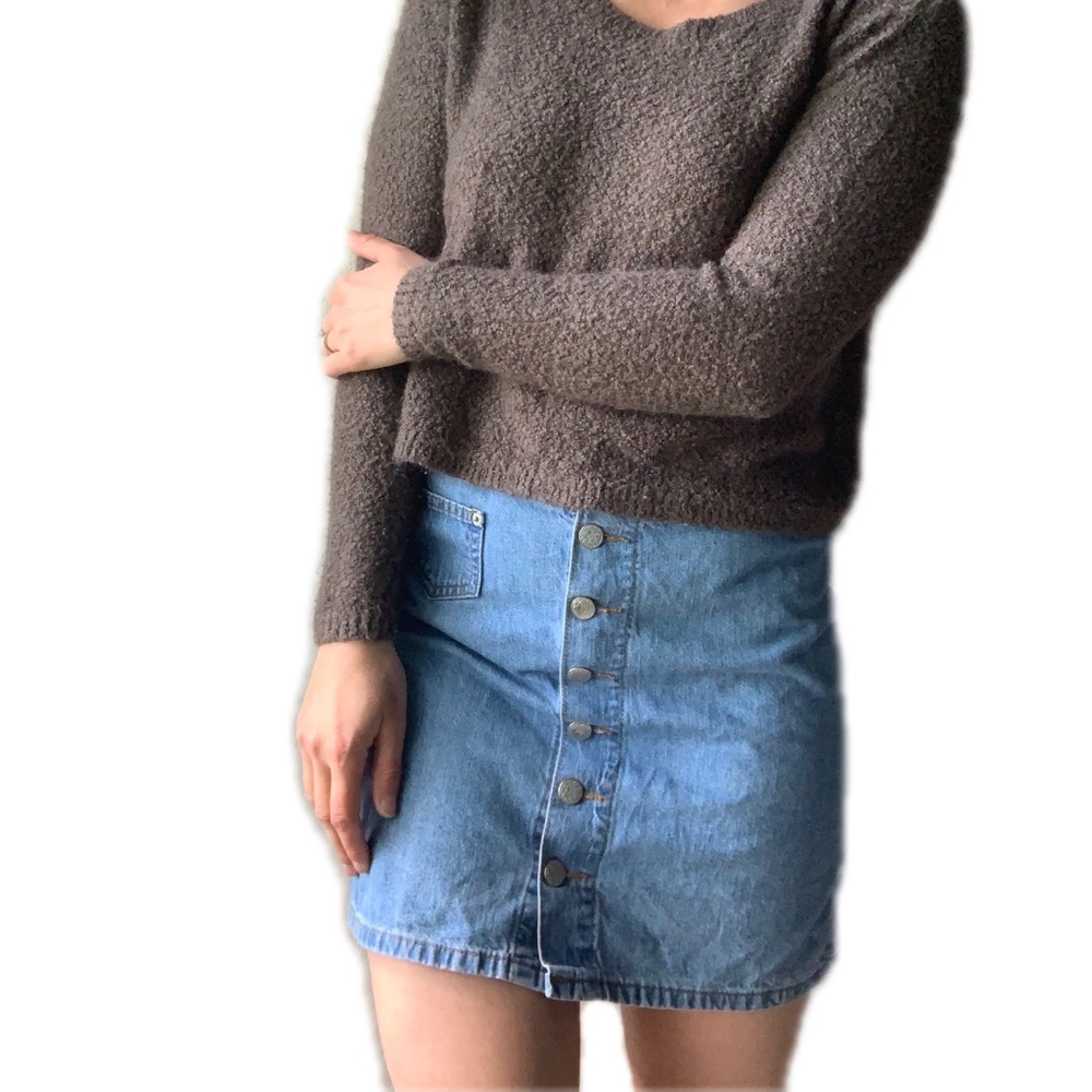 Vintage 90s Button Front Mini Jean Skirt